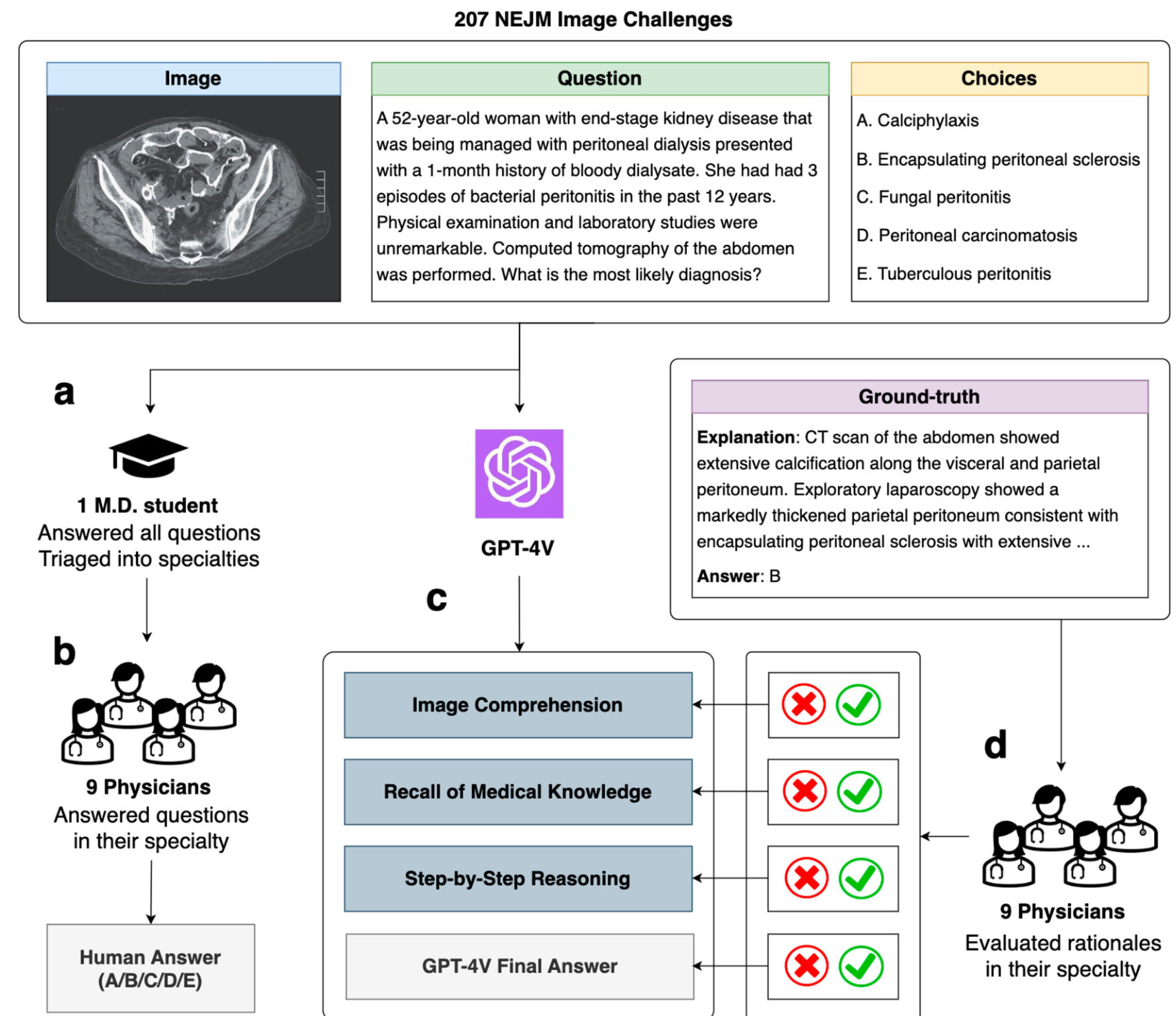 Each GPT-4V response is split into image comprehension, knowledge recall & reasoning, and graded